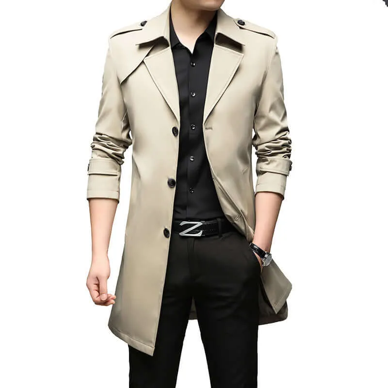 Mid-length Trench Coat Men's Casual Suit