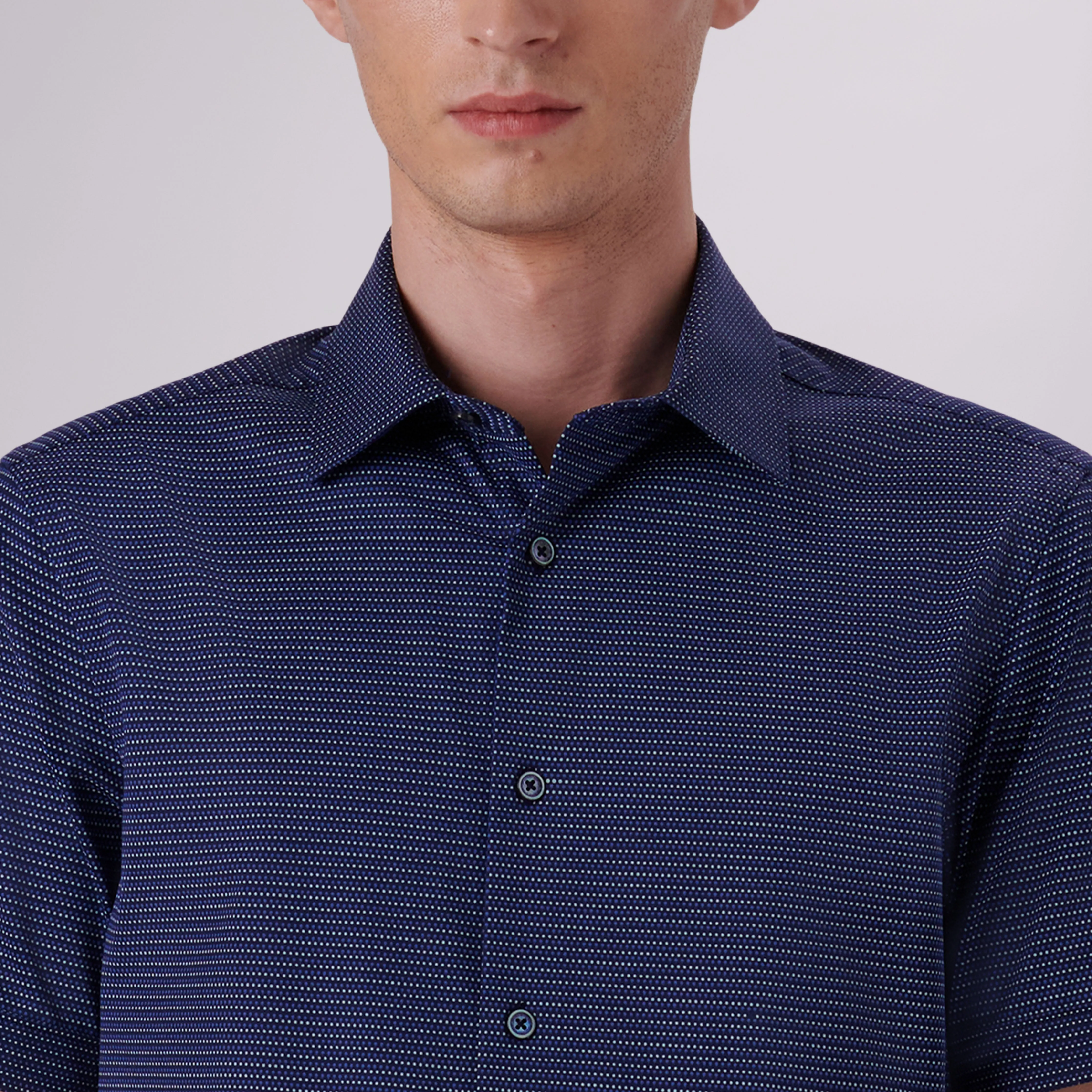 Miles Chalk Stripe Print OoohCotton Short Sleeve Shirt