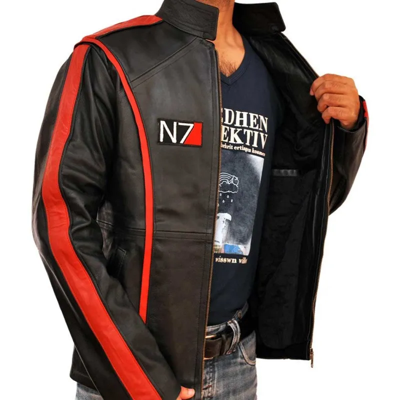 N7 Gaming Mass Effect 3 Black Leather Jacket