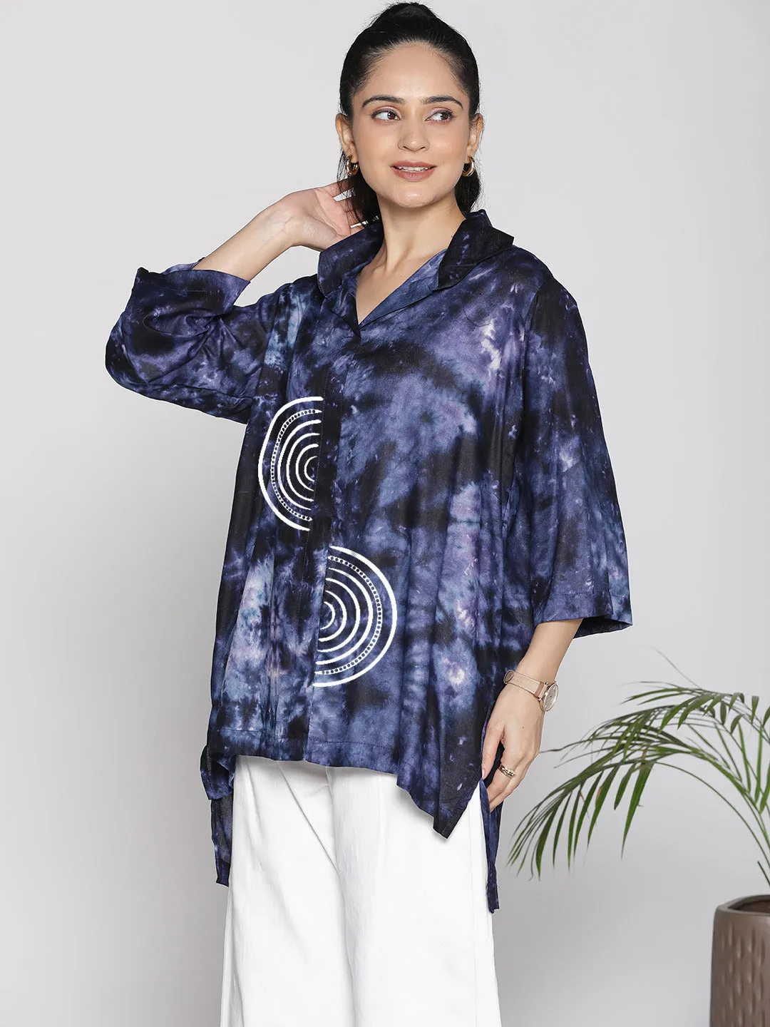 Navy TieDye ShirtTop - Orbit