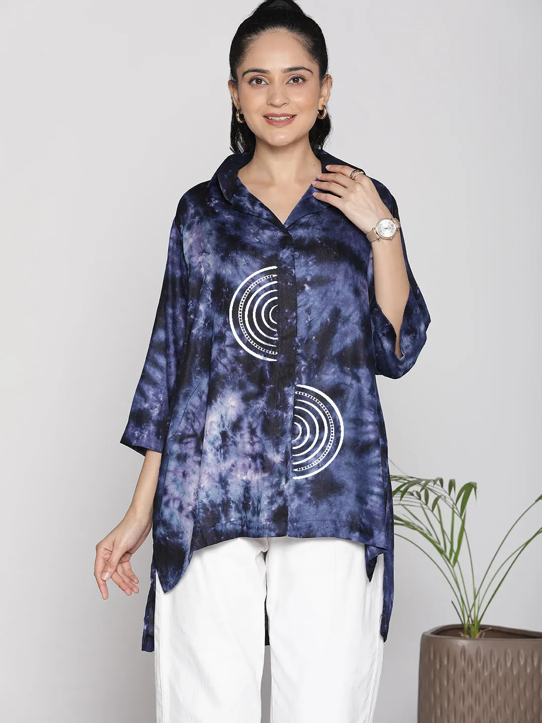 Navy TieDye ShirtTop - Orbit