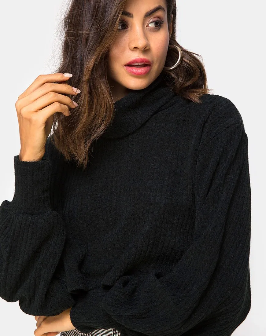 Nizer High Neck Jumper in Black