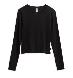 Organic Cotton Rib Long Sleeve Tee - Black