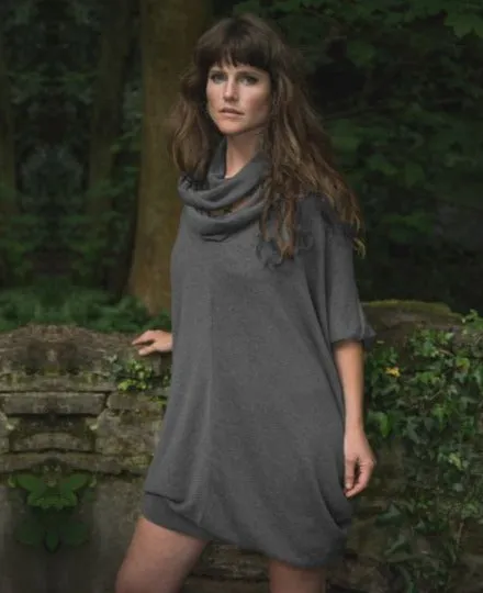 Oversized Jumper Dress with Scarf- Free size