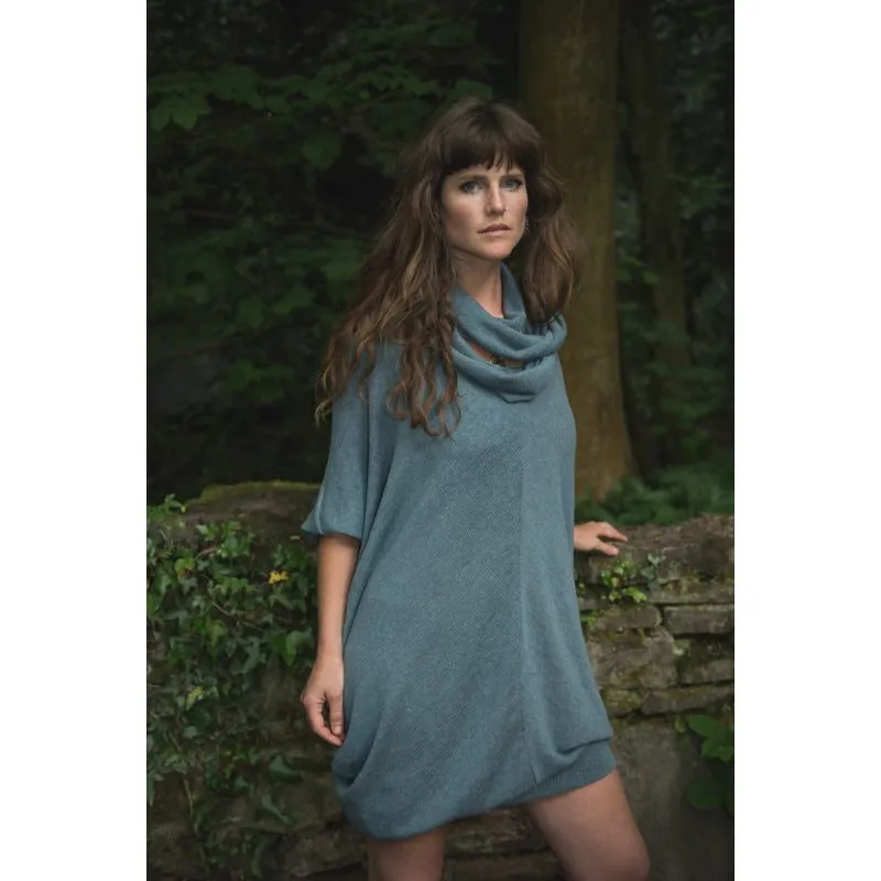 Oversized Jumper Dress with Scarf- Free size