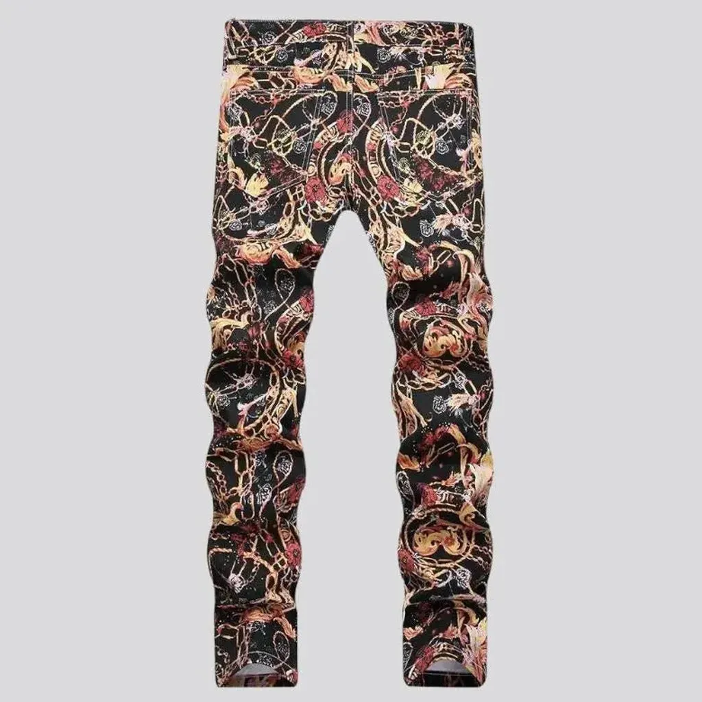 Painted ornament jeans
 for men