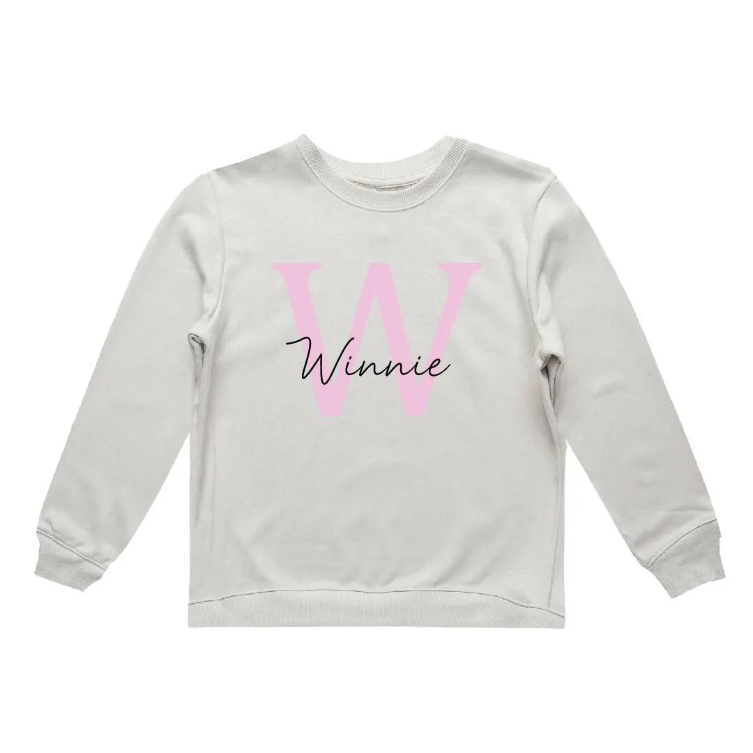 Personalised Big Letter | Girls | Crew Neck