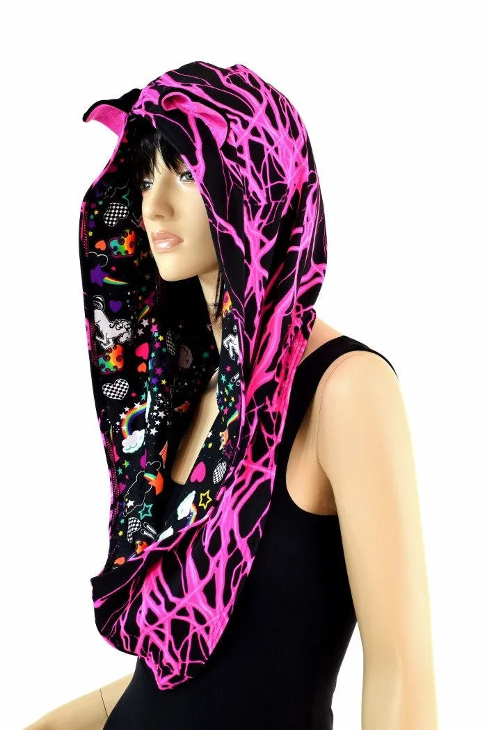 Pink Lightning Reversible Infinity Festival Hood