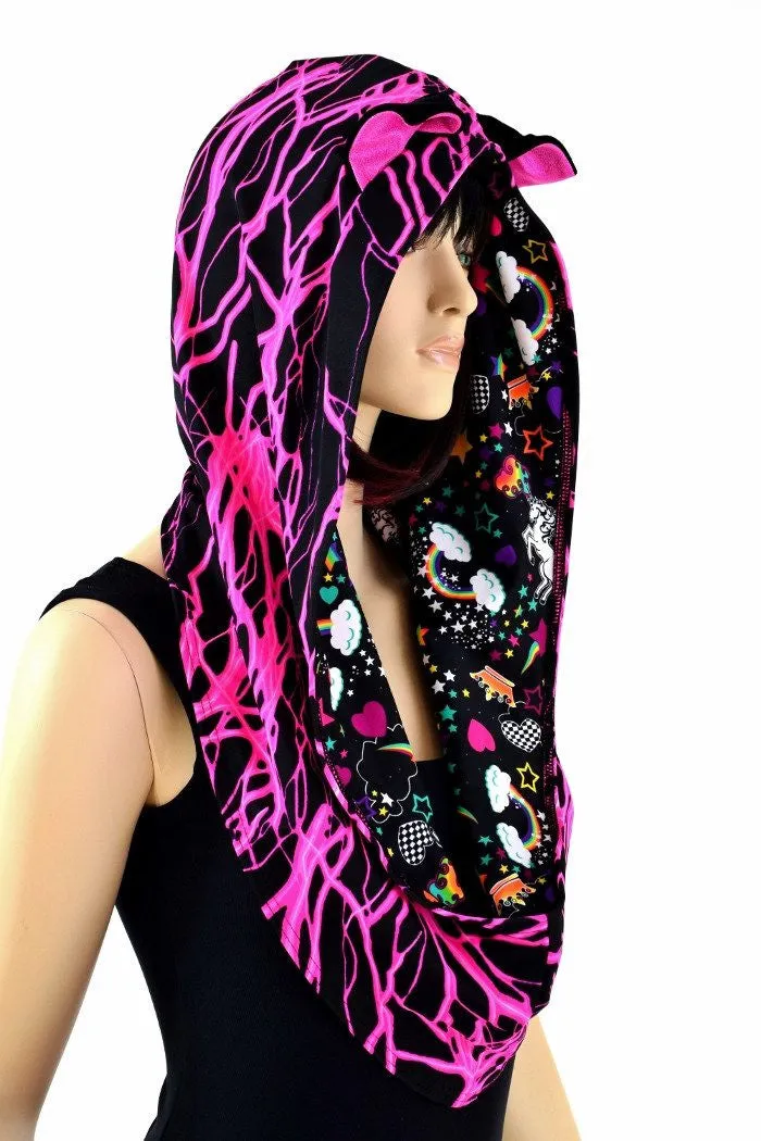 Pink Lightning Reversible Infinity Festival Hood