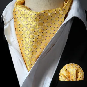 Plaid Ascot Cravat Scarf - B-YELLOW POLKA DOT 01