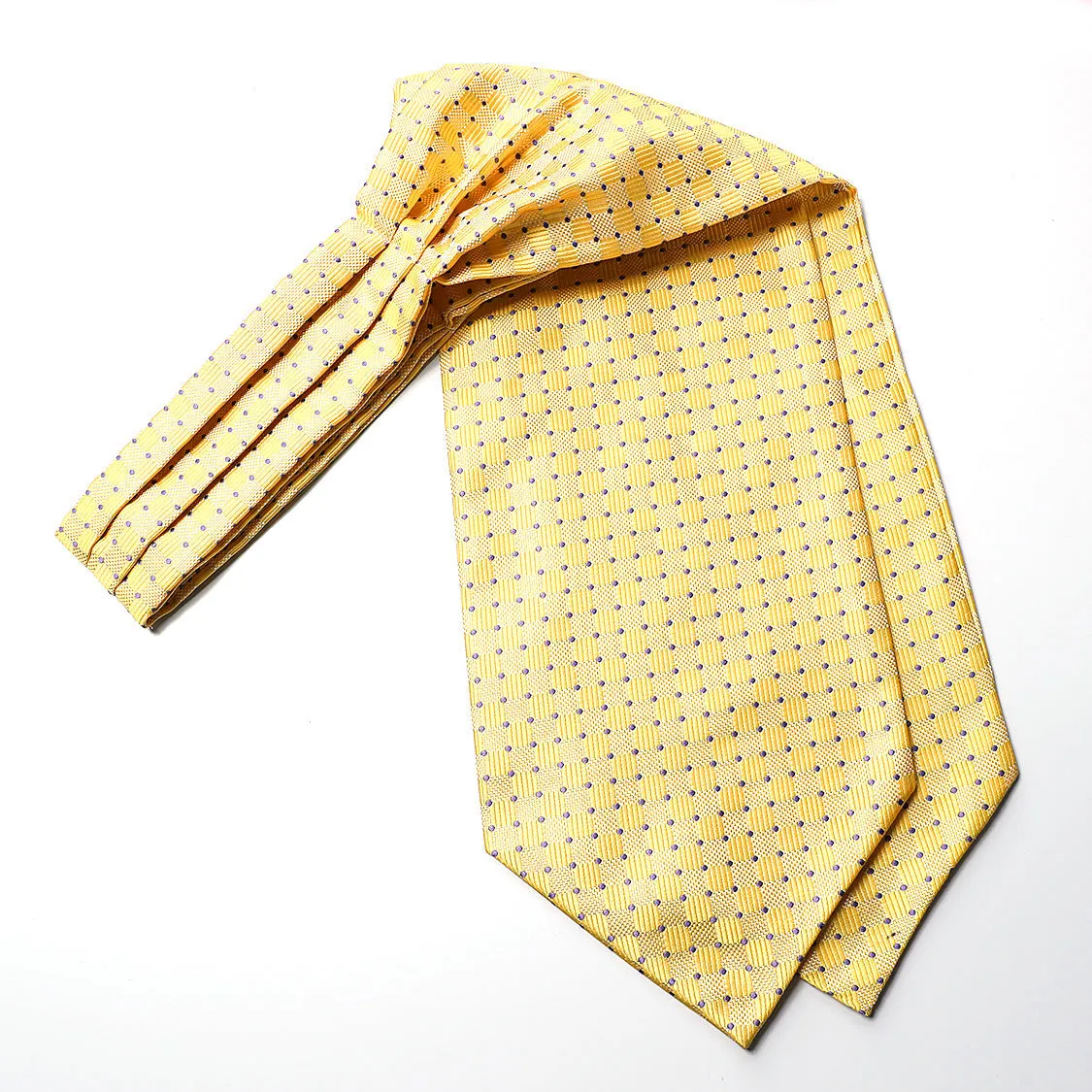 Plaid Ascot Cravat Scarf - B-YELLOW POLKA DOT 01