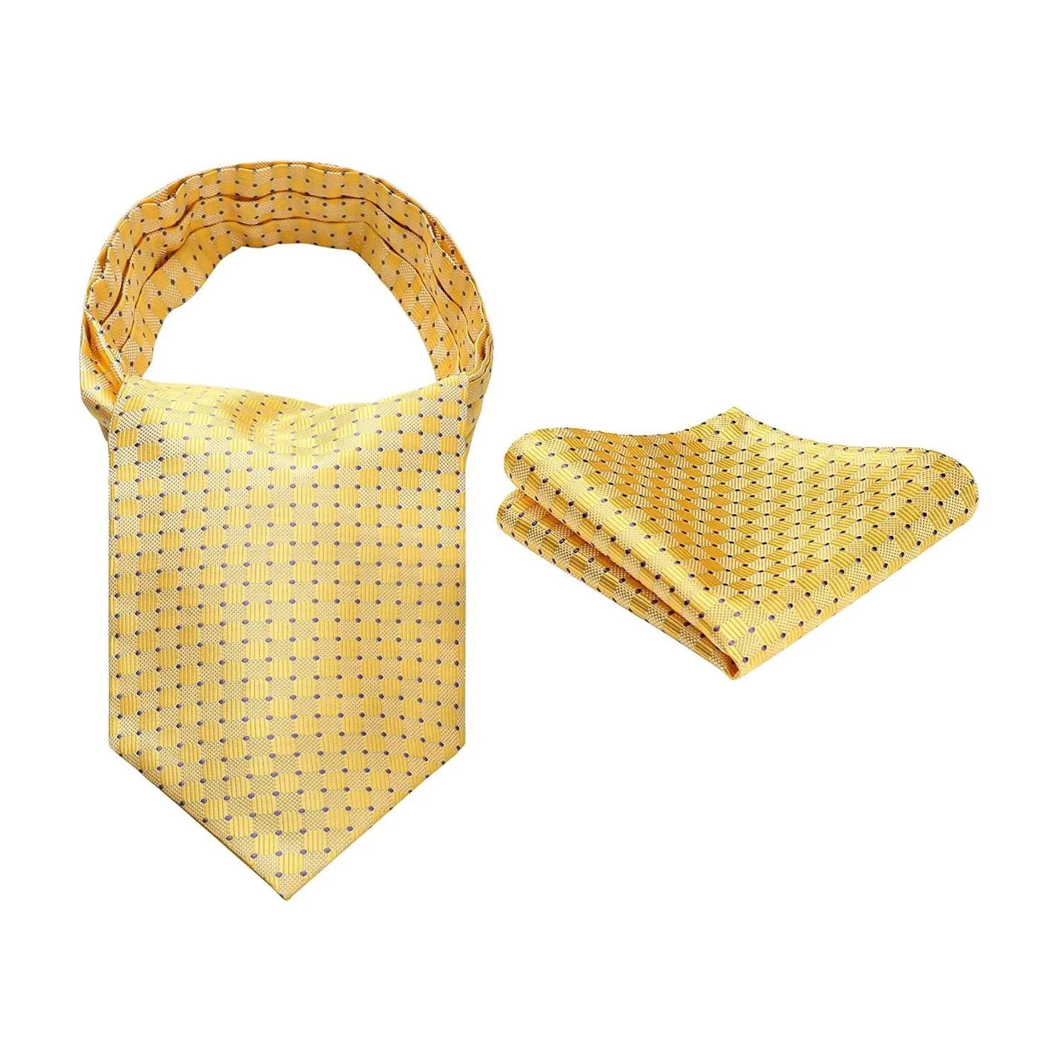 Plaid Ascot Cravat Scarf - B-YELLOW POLKA DOT 01