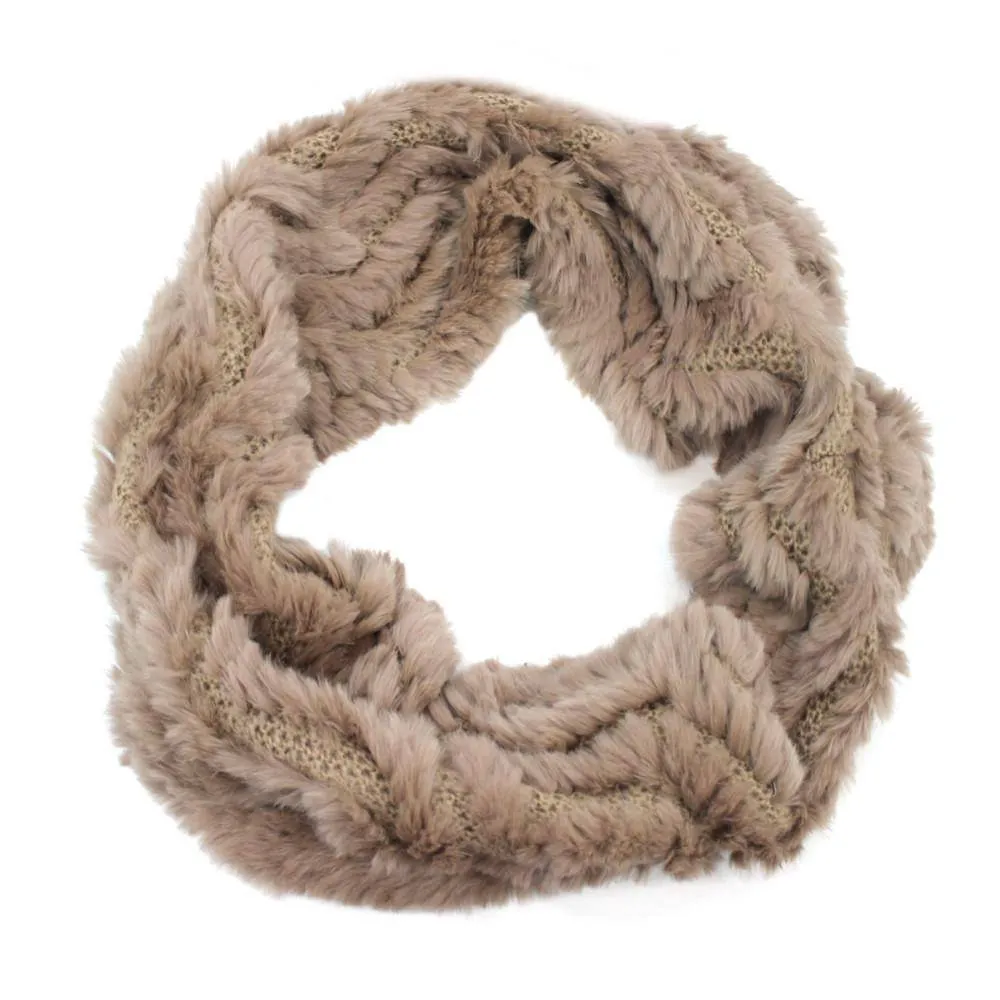 Rabbit Fur Infinity Scarf - Camel