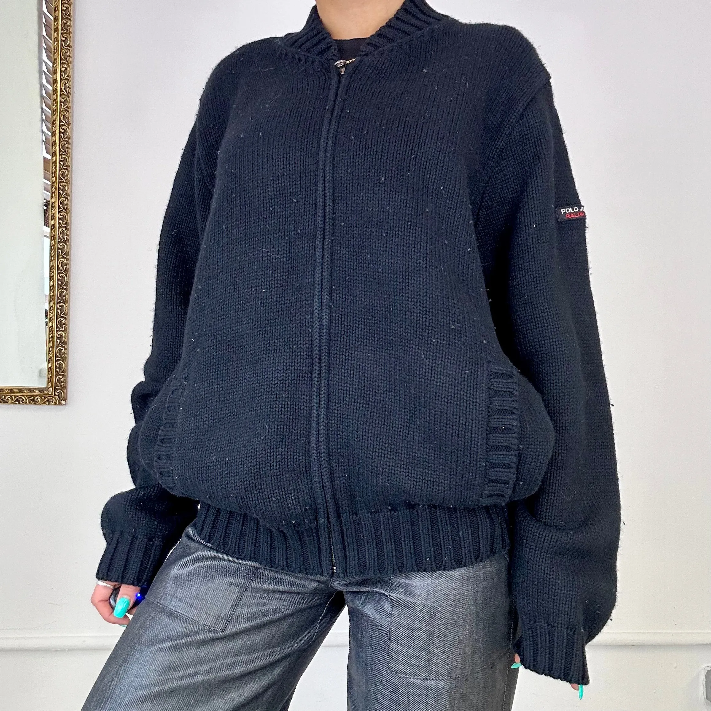 ralph lauren zip up knit jumper