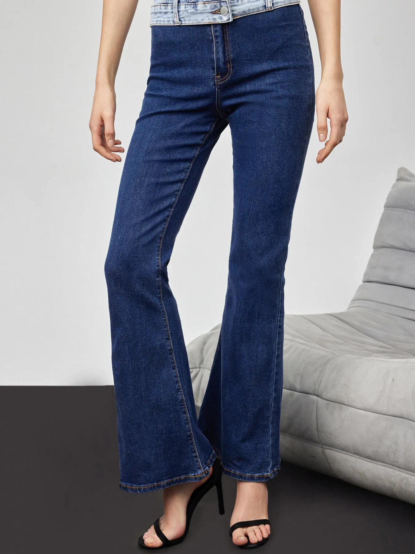 Raw Wash Button Straight Leg Jeans