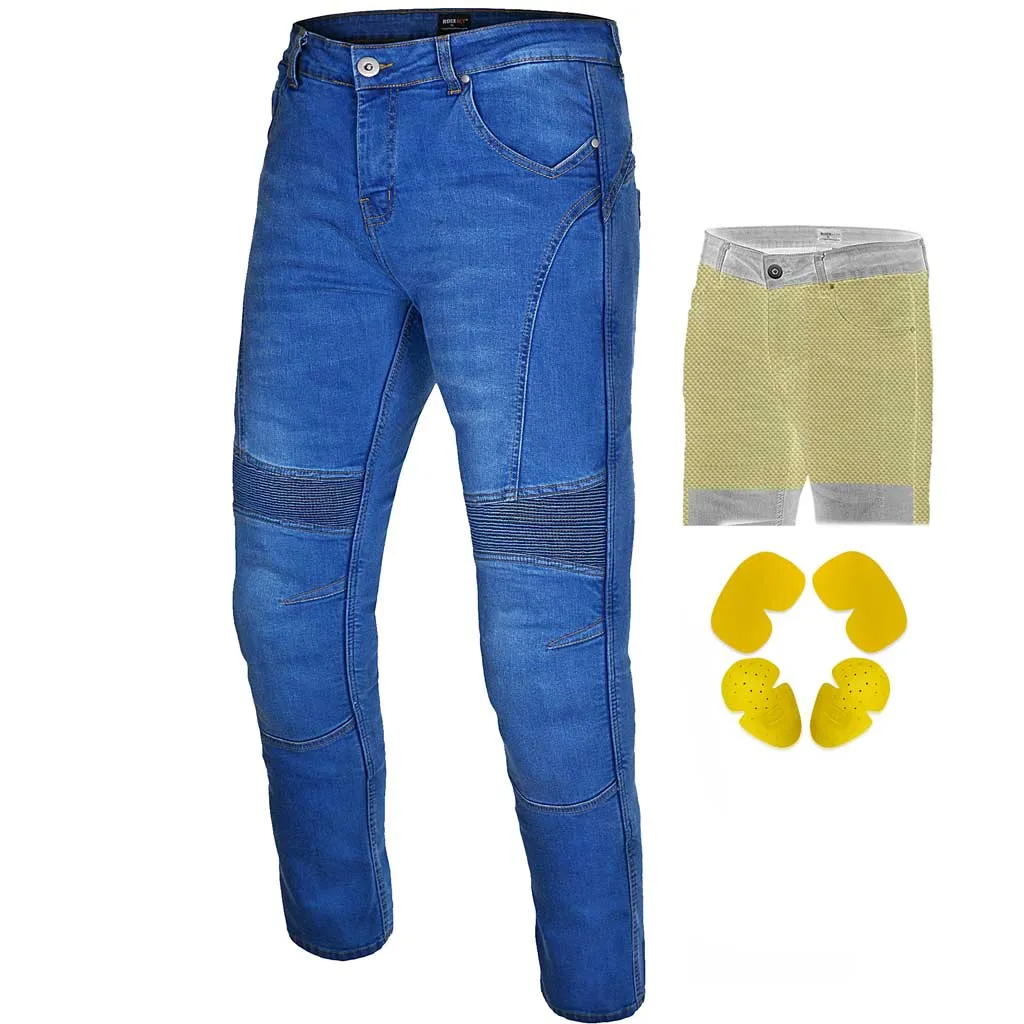 RIDERACT® Men's Biker Jeans Blue Reinforced with Aramid Fiber