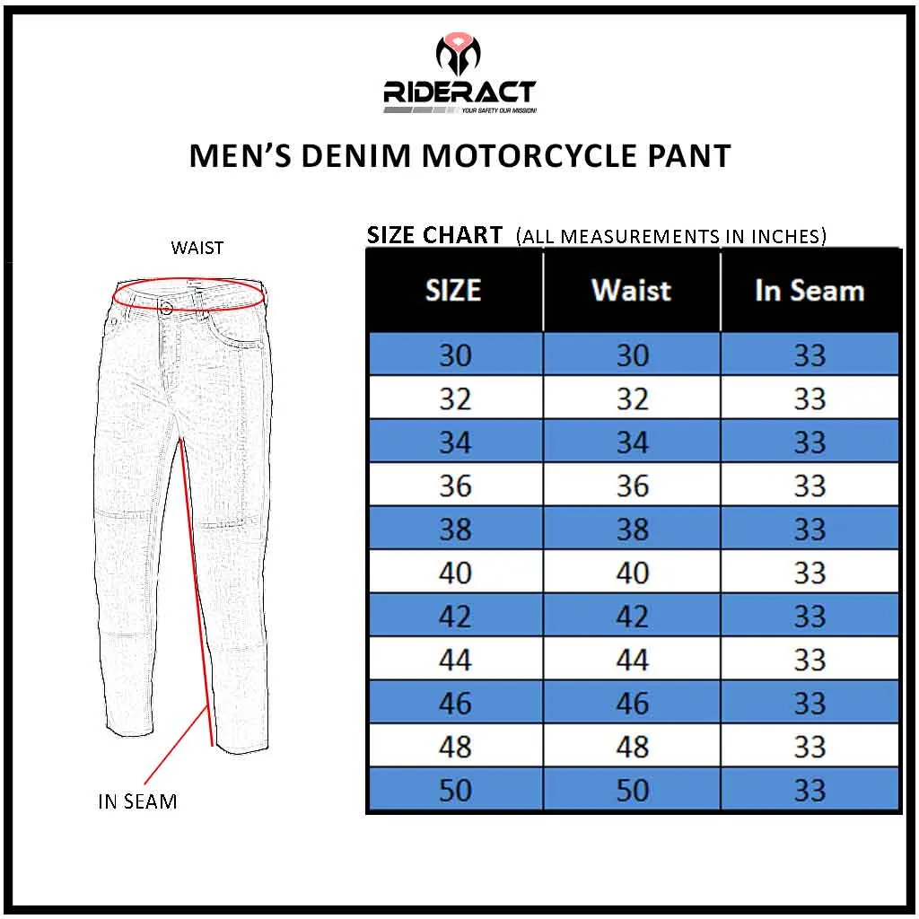 RIDERACT® Men's Biker Jeans Blue Reinforced with Aramid Fiber