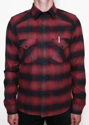 Rogue Territory Western Shirt Brick Red Plaid Shirt