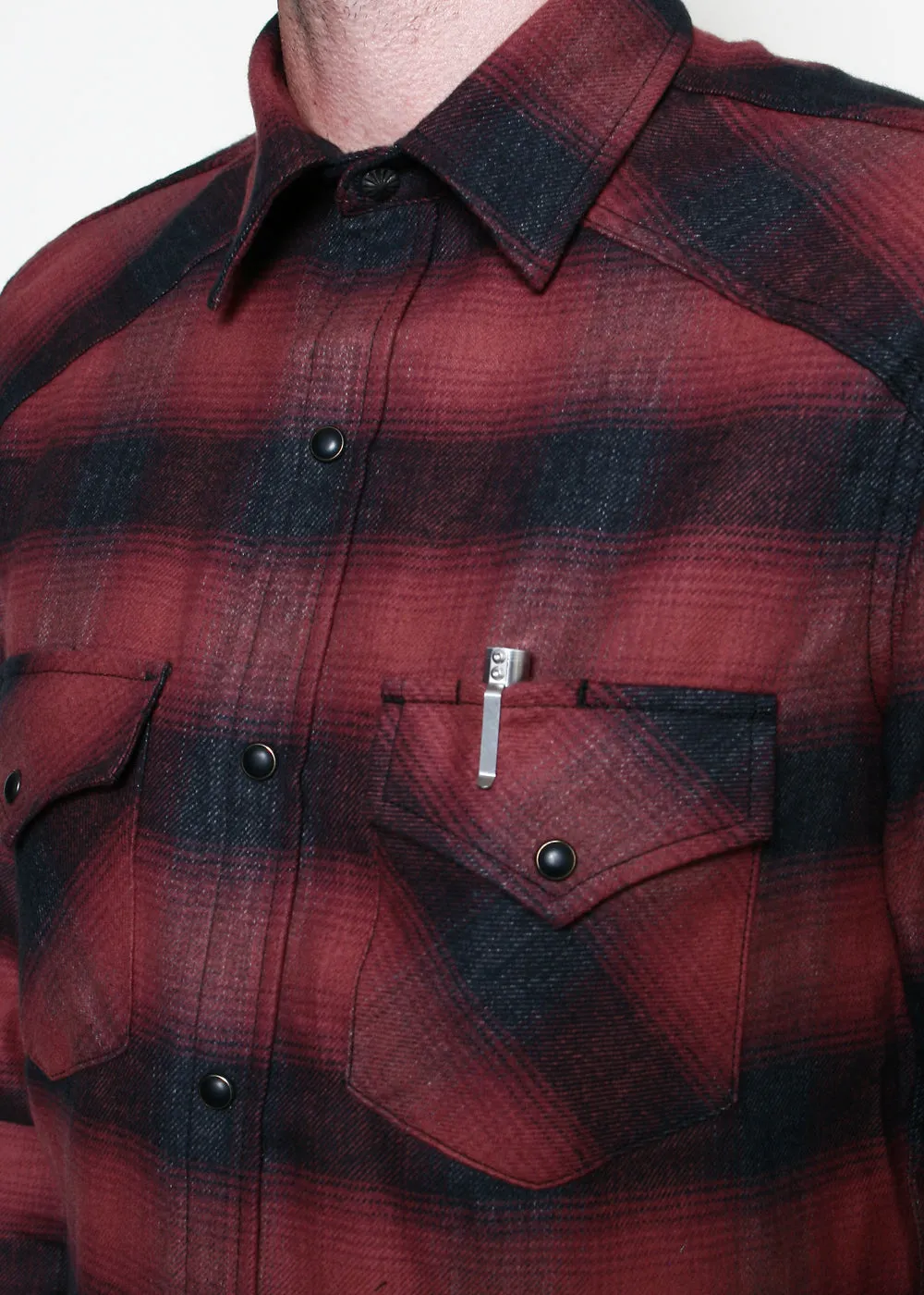 Rogue Territory Western Shirt Brick Red Plaid Shirt