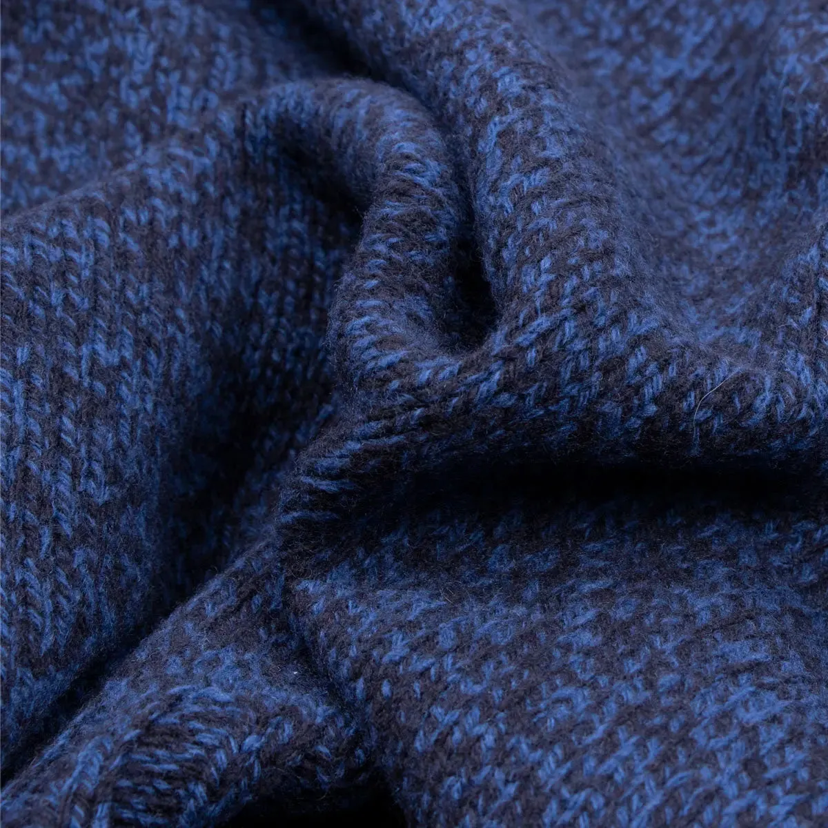 Royal Blue Melange Virgin Wool Full Zip Jumper