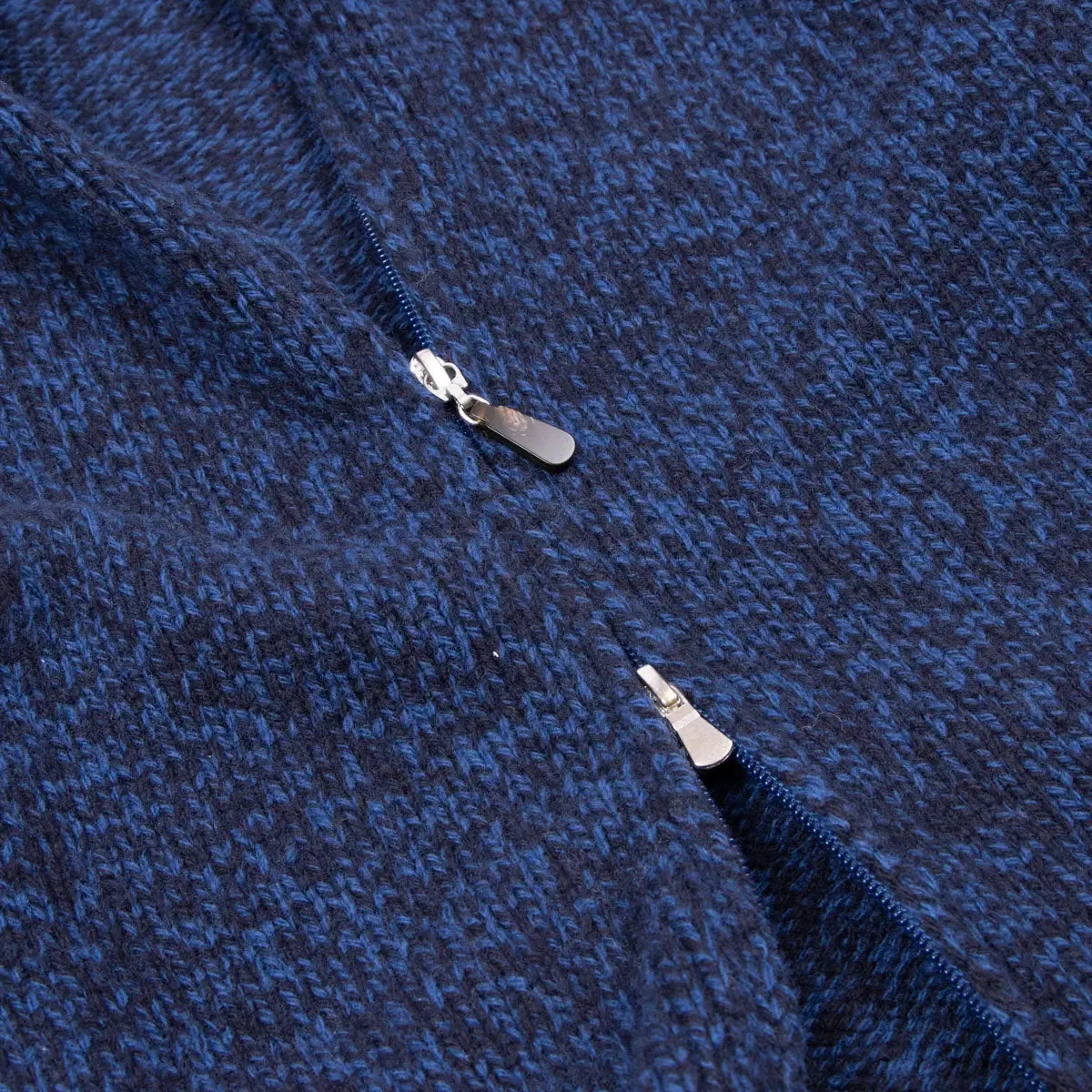 Royal Blue Melange Virgin Wool Full Zip Jumper