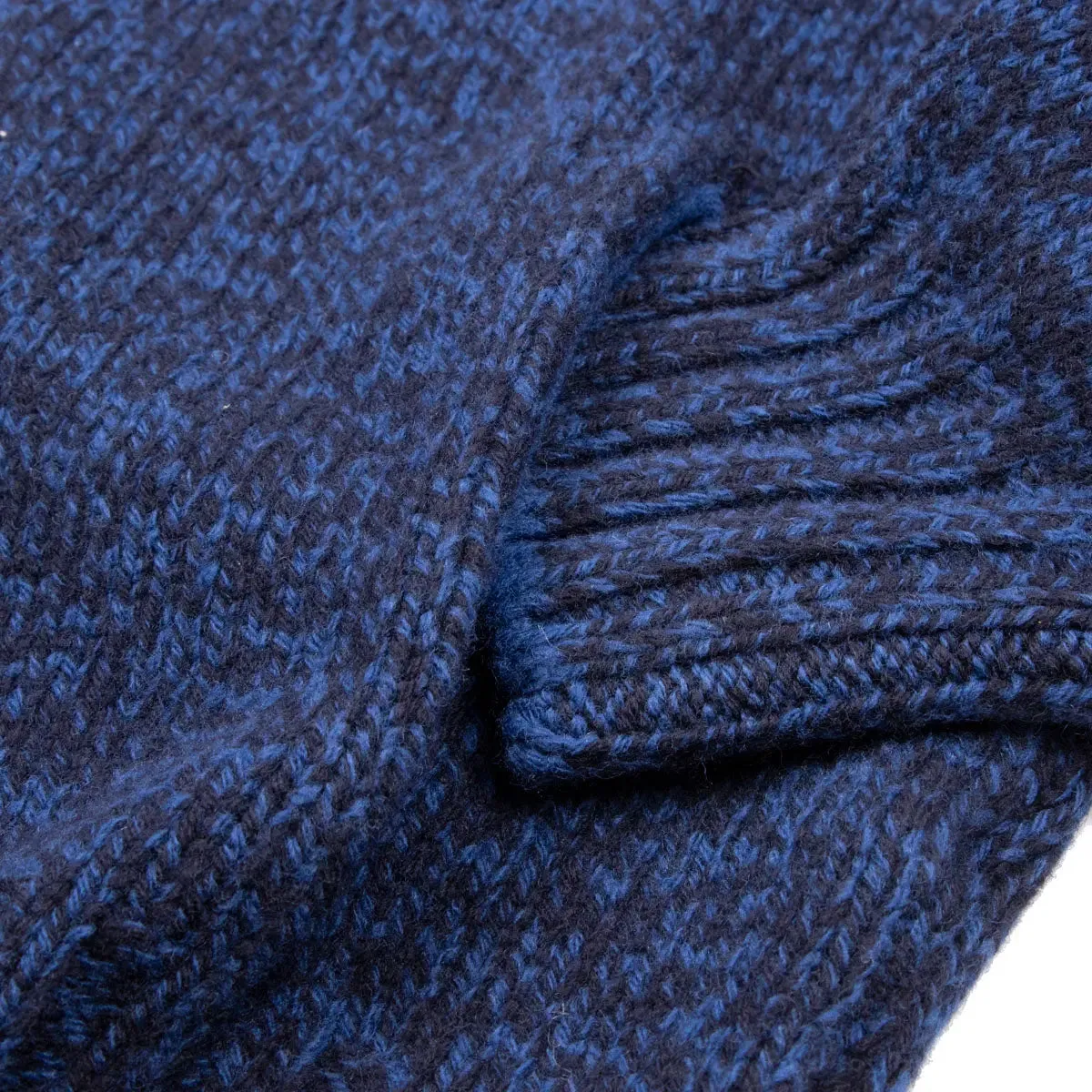 Royal Blue Melange Virgin Wool Full Zip Jumper