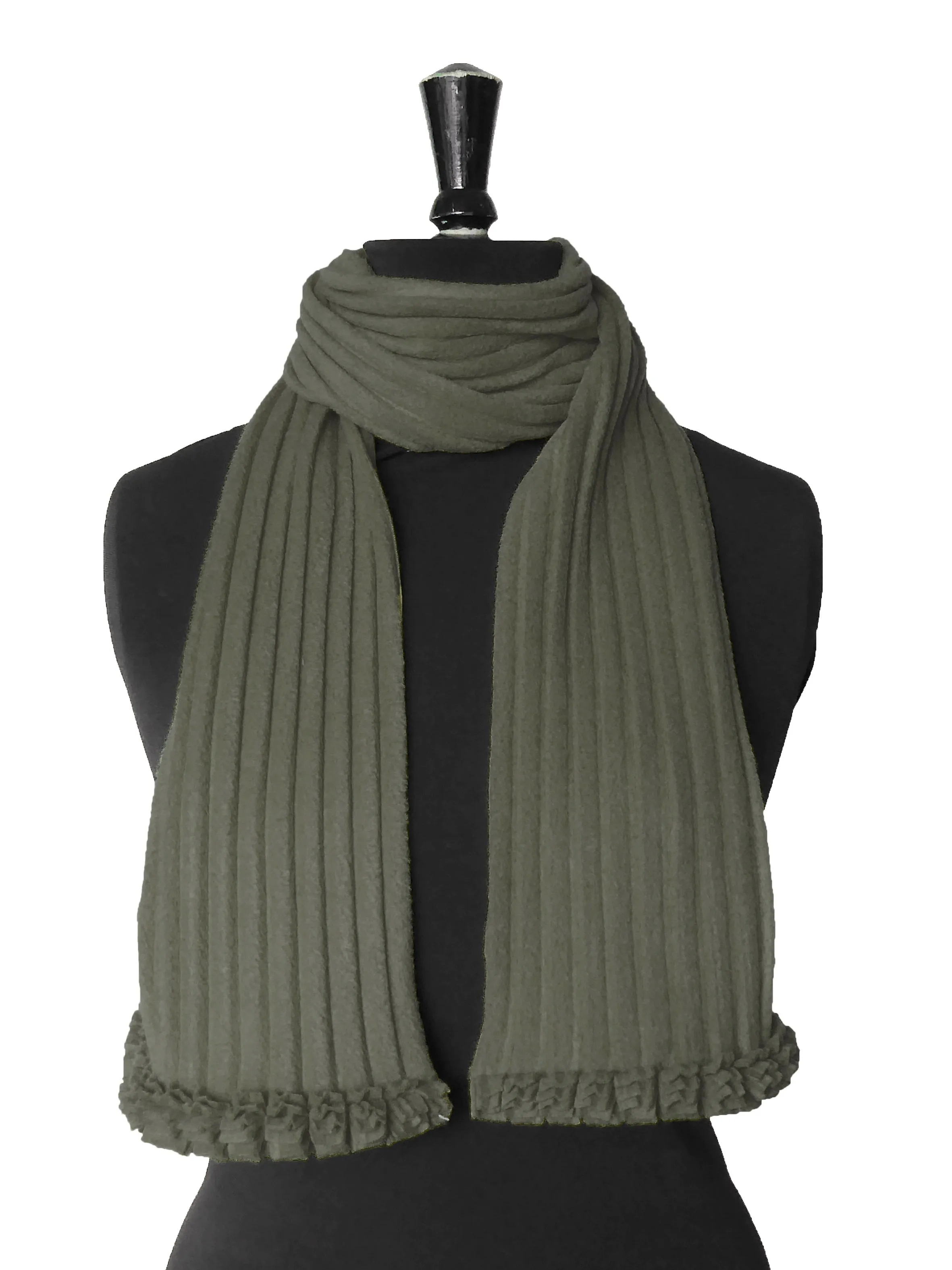 Ruffle Scarf - Olive green