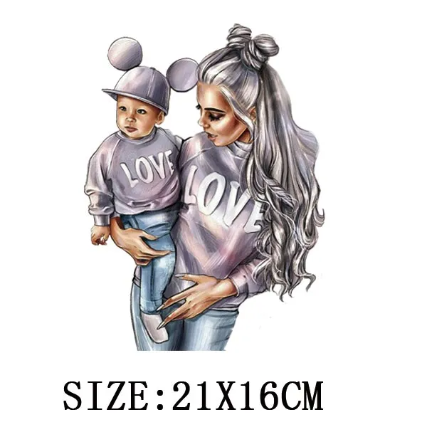 Russian Mom&Father Patches For Clothing DIY T-shirt Patches Iron On Heat Transfers Daughter&Son Thermal Sticker On Clothes