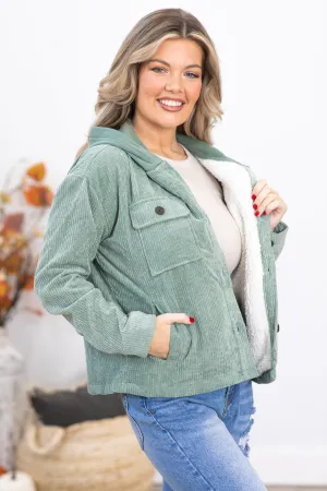 Sage Sherpa Lined Baby Corduroy Jacket