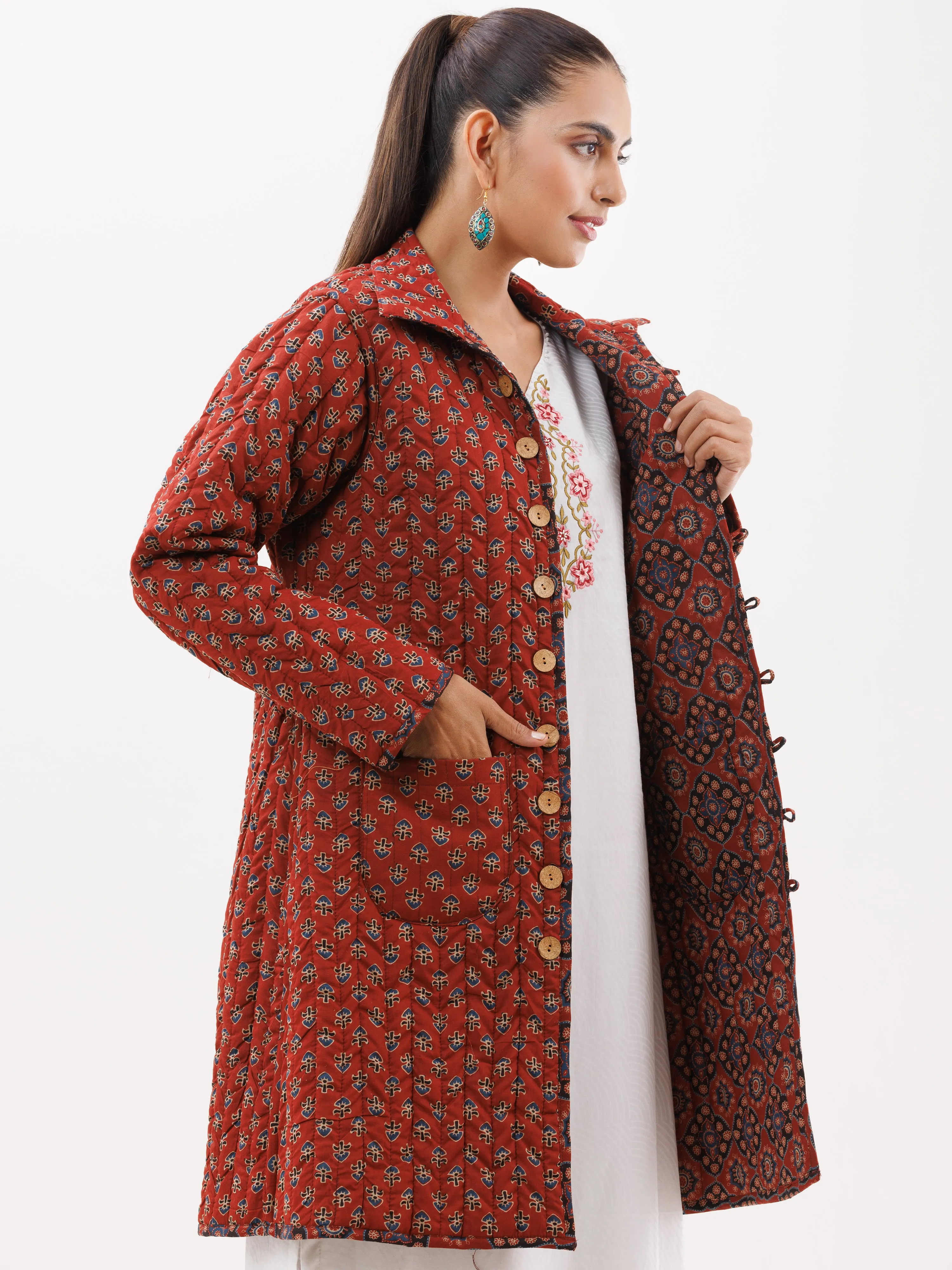 Shishir Madhu Ajrakh Quilted Reversible Jacket