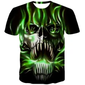 Skull T-shirt Men Ferocious Tshirt Anime Metal T shirts Funny Psychedelic Tshirts Novelty Gothic Tshirt Printed Short Sleeve