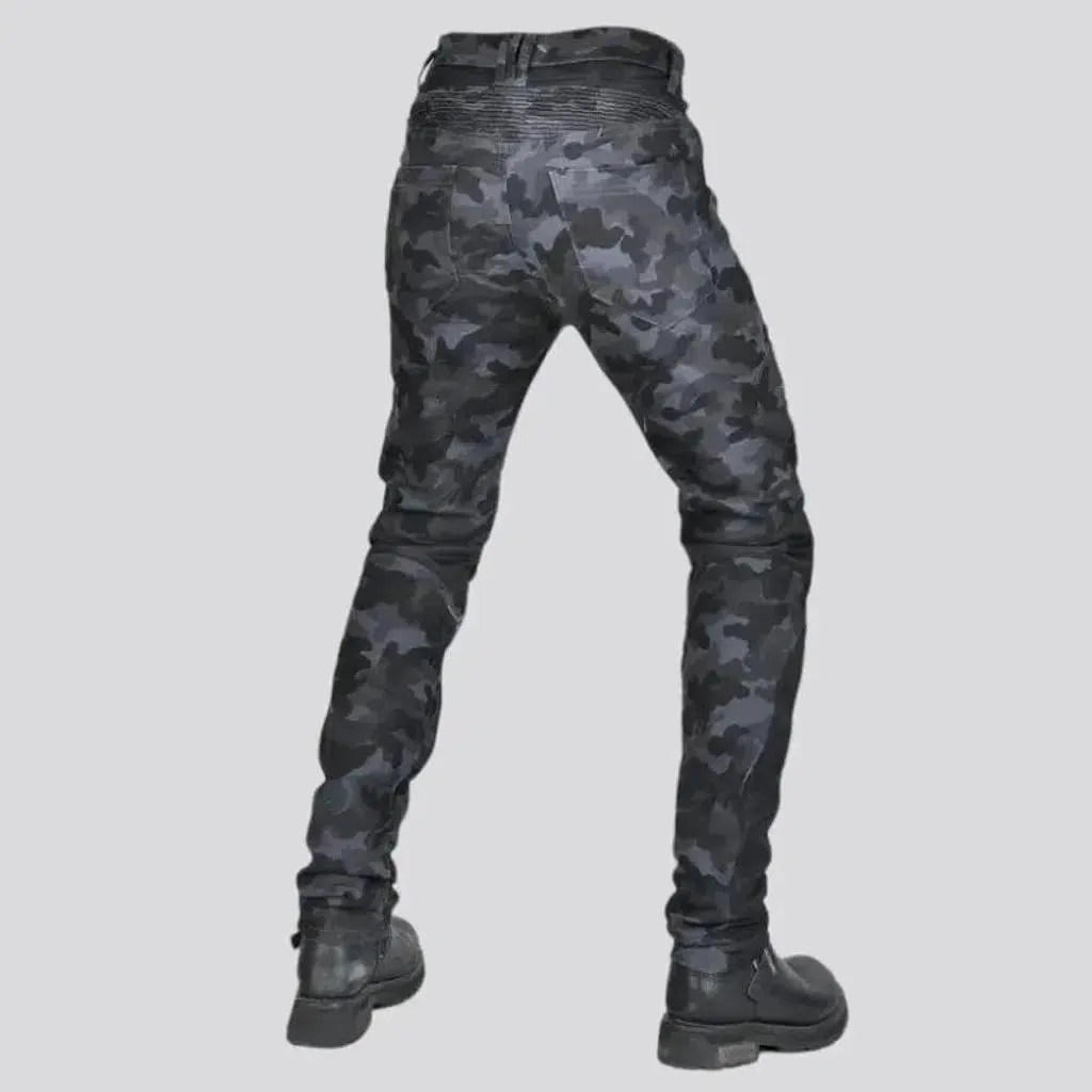 Slim high-waist men's biker jeans