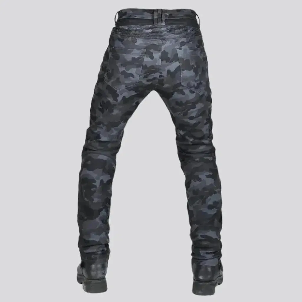 Slim high-waist men's biker jeans