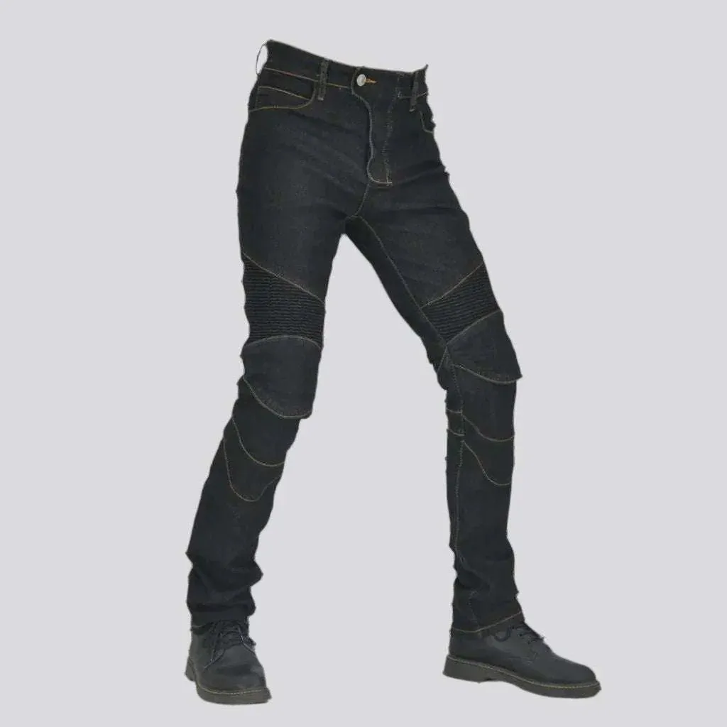 Slim stonewashed riding jeans
 for men