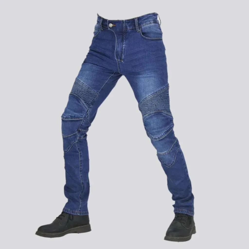 Slim stonewashed riding jeans
 for men