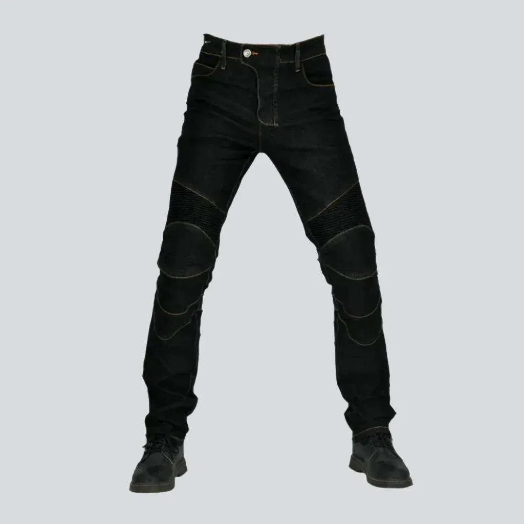 Slim stonewashed riding jeans
 for men