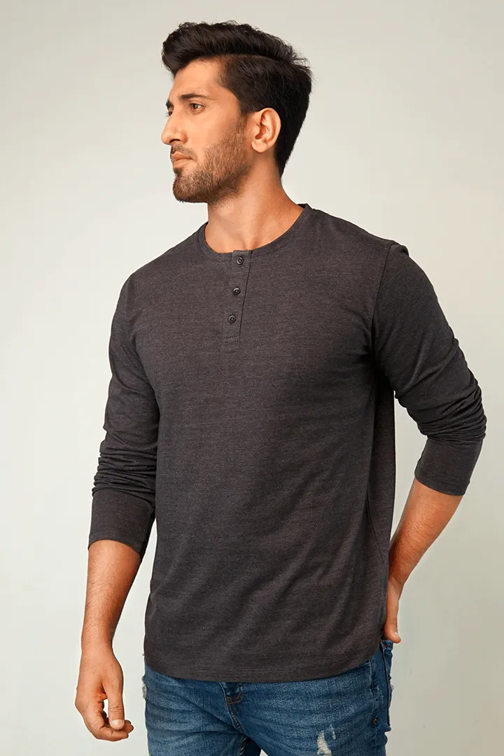 Smoky Full Sleeve Henley T-Shirt