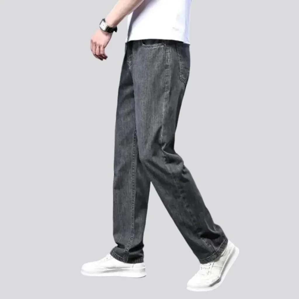 Stonewashed men's thin jeans