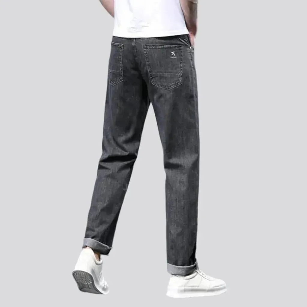 Stonewashed men's thin jeans