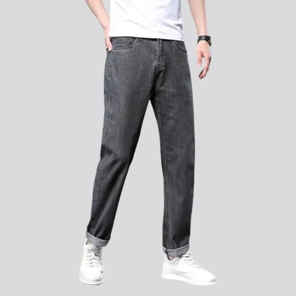 Stonewashed men's thin jeans