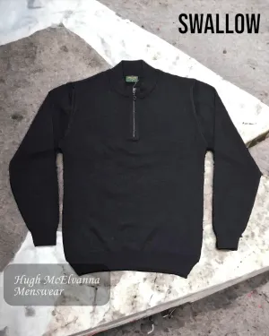 Swallow Black Quarter Zip Jumper