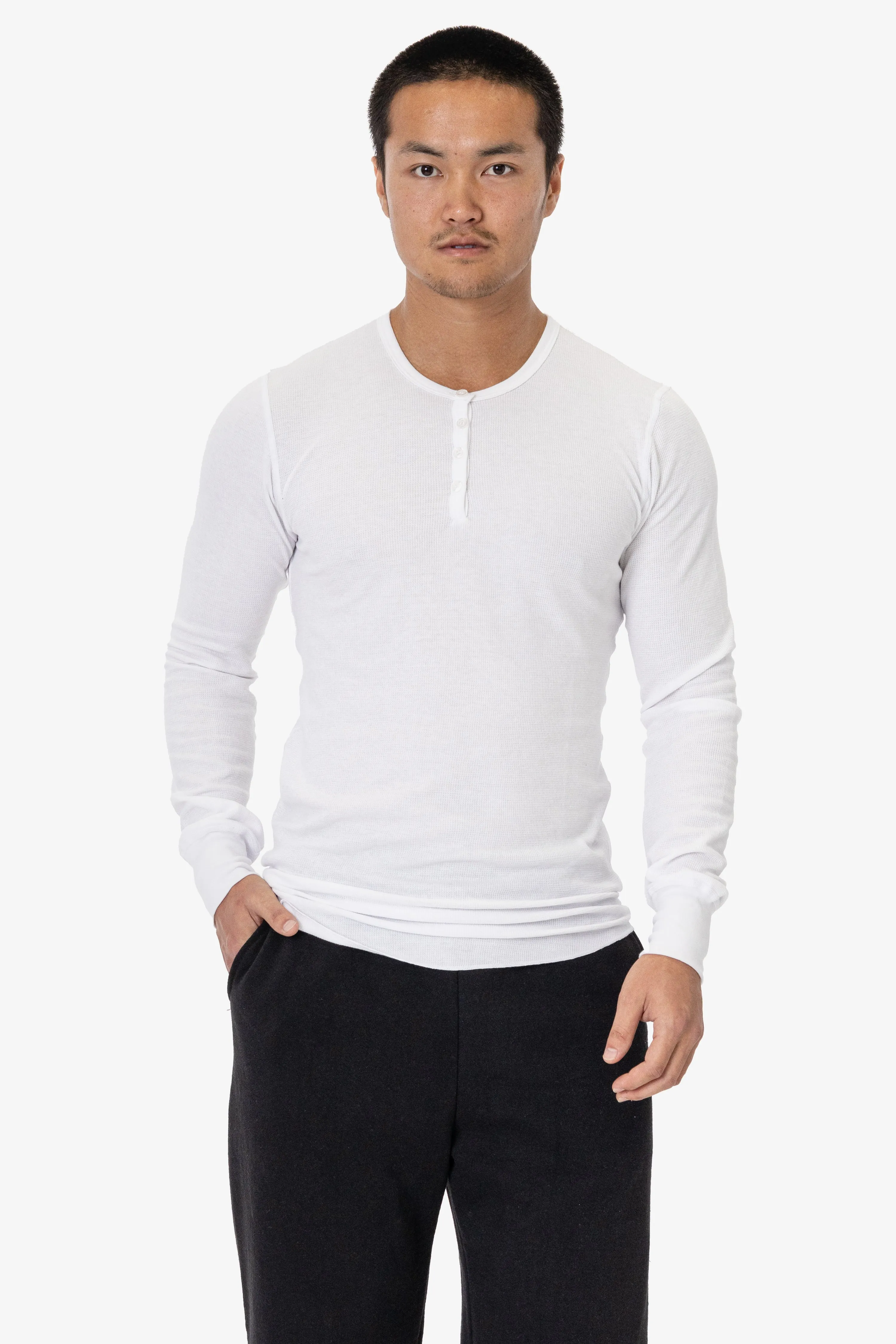 T457 - Poly-Cotton Thermal Long Sleeve Henley