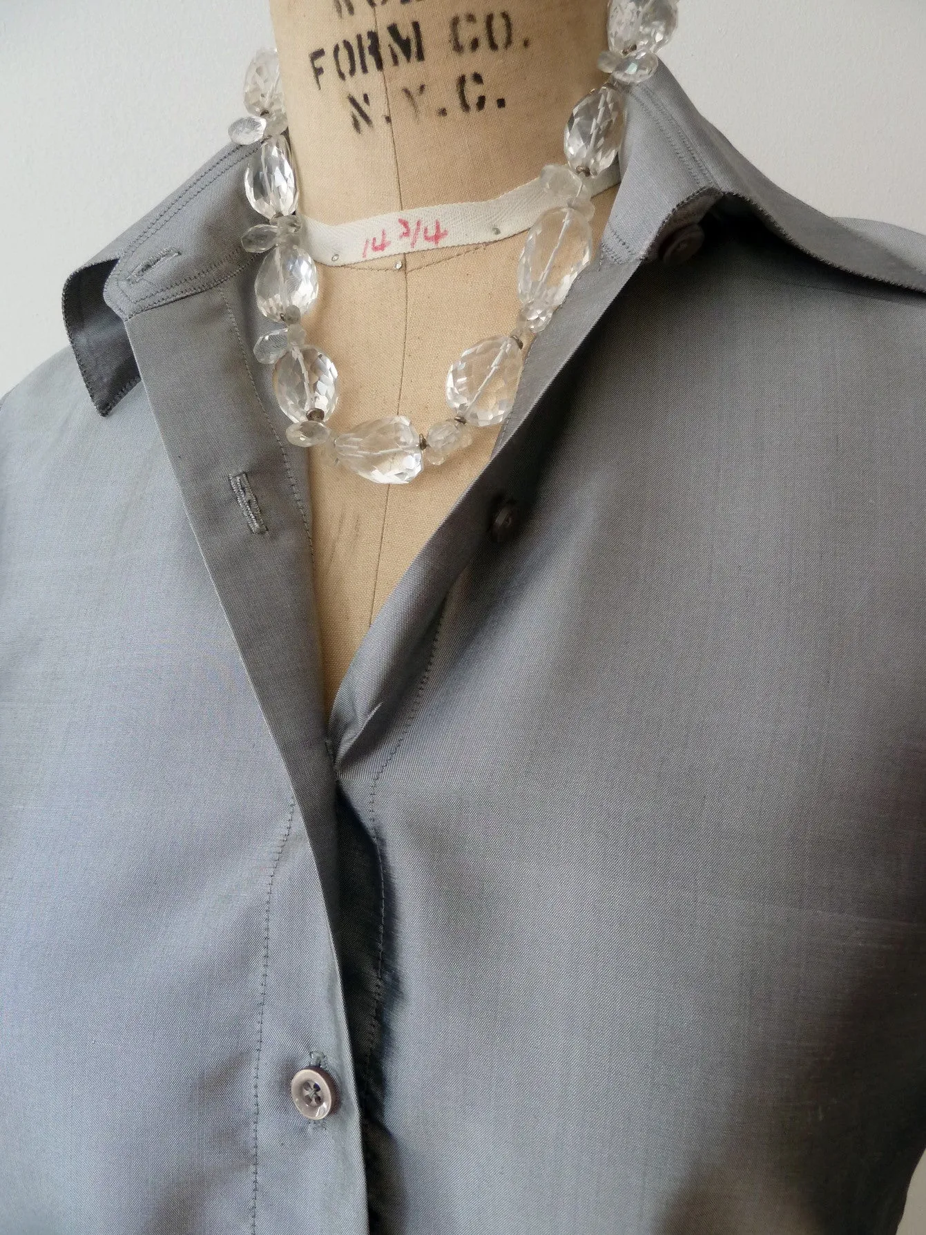 Thai Silk Button Down Shirt Silver