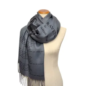 The Raven by Edgar Allan Poe  Shawl Scarf Wrap (Bluish Gray)