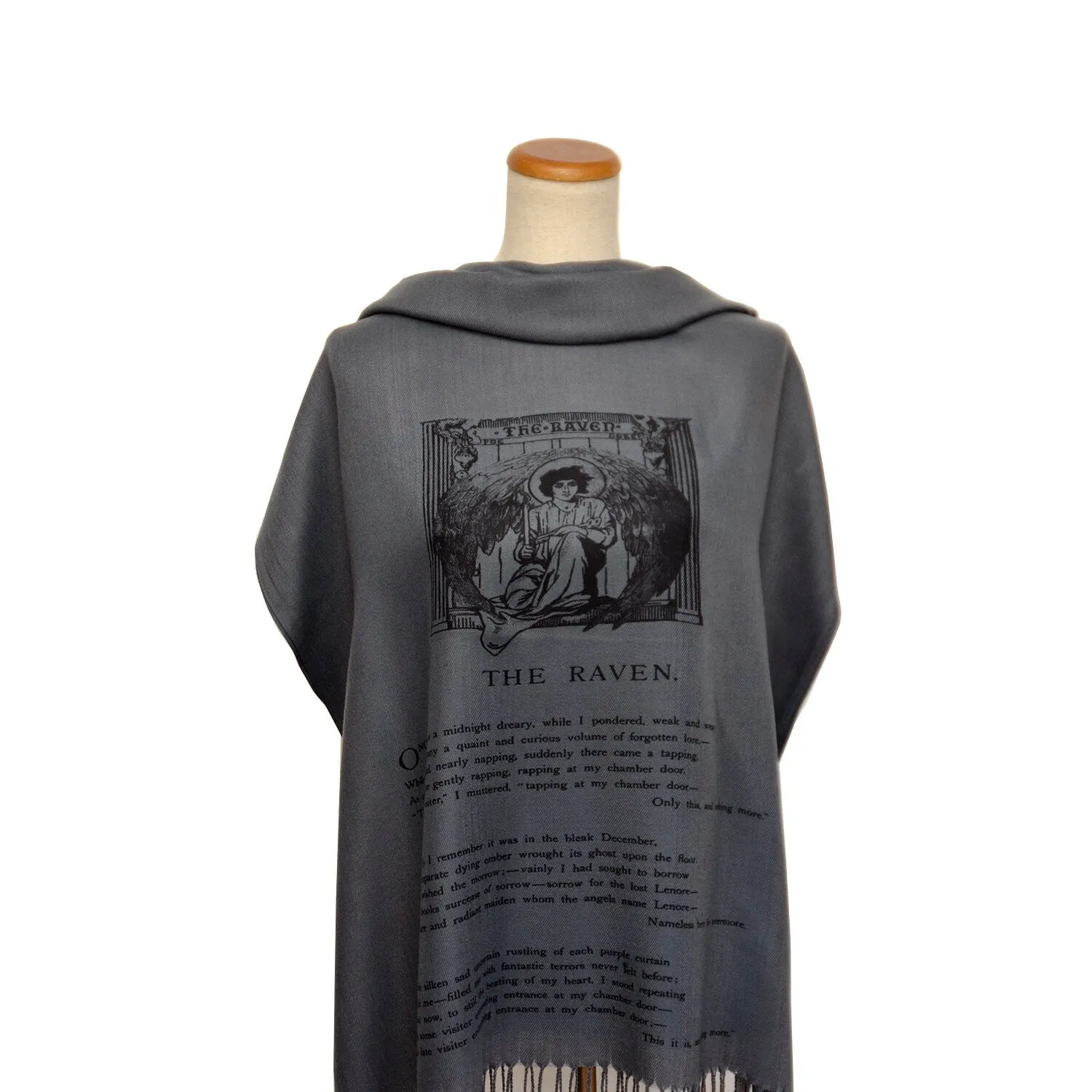 The Raven by Edgar Allan Poe  Shawl Scarf Wrap (Bluish Gray)