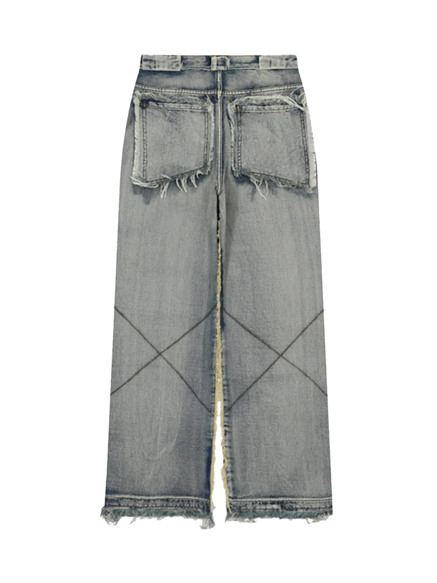 Thesupermade High Street Washed And Distressed Raw Edge Jeans - 2068