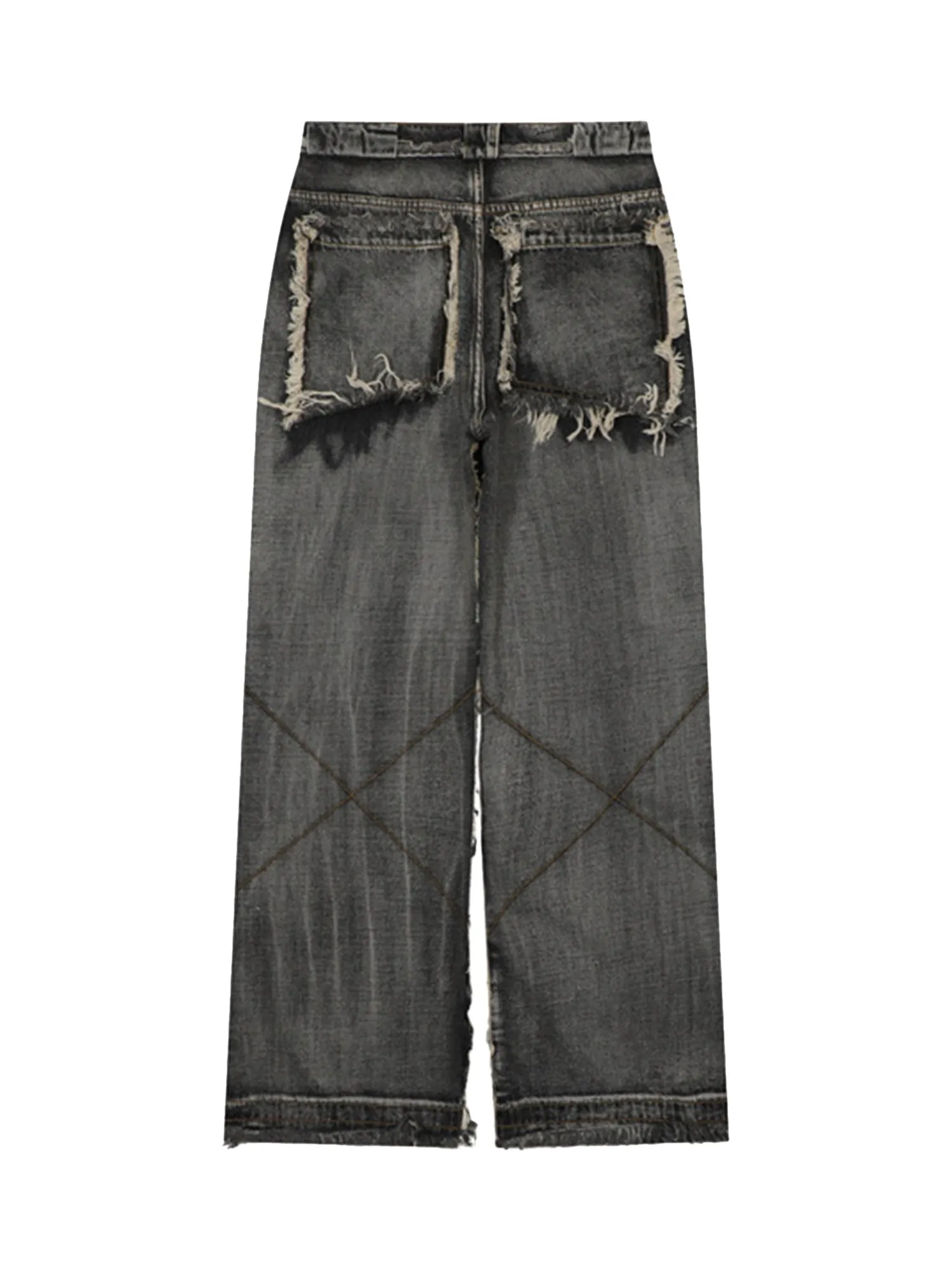 Thesupermade High Street Washed And Distressed Raw Edge Jeans - 2068