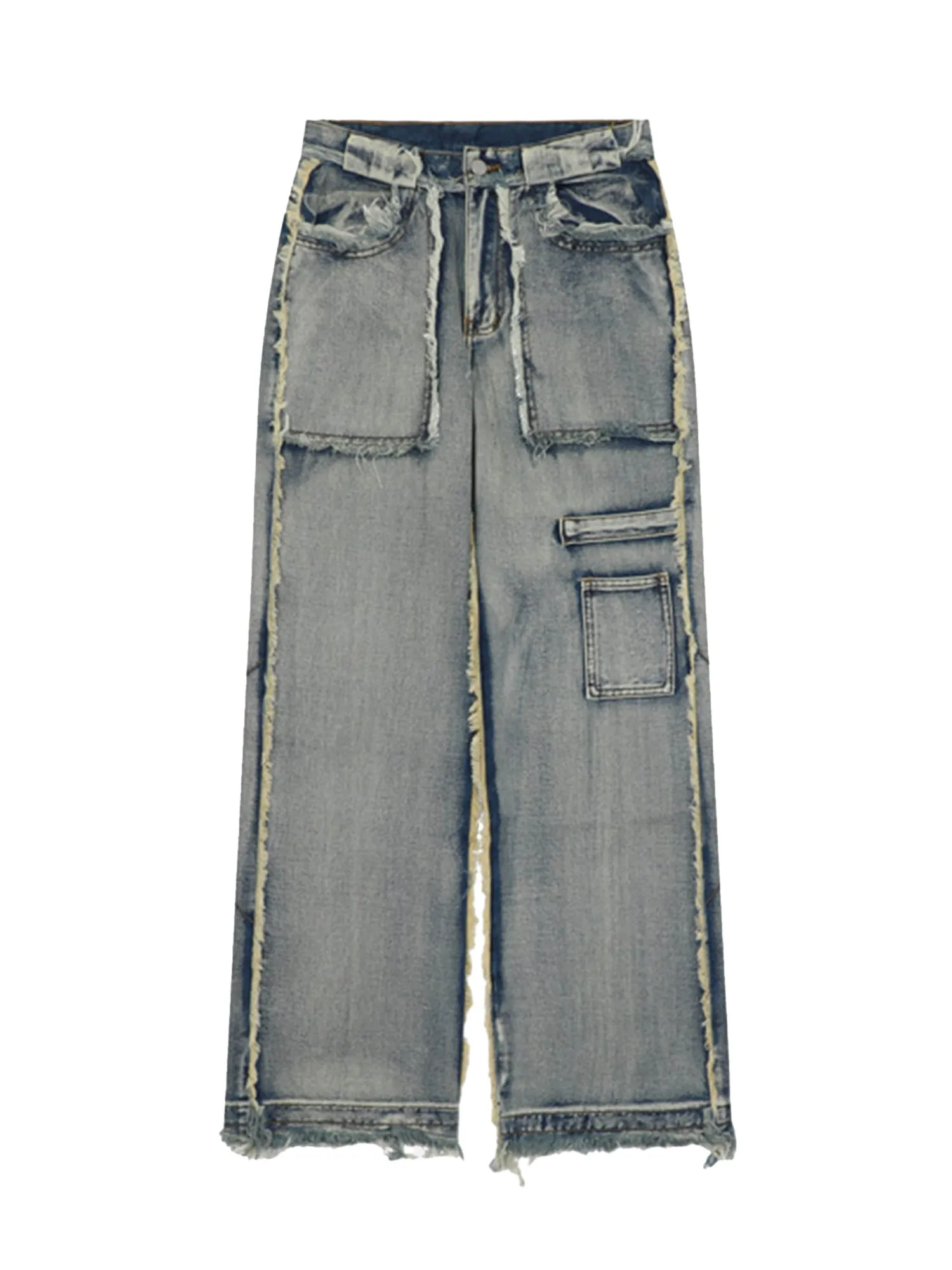 Thesupermade High Street Washed And Distressed Raw Edge Jeans - 2068