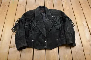 Vintage 1990s g4000 Fringe Suede Leather Jacket