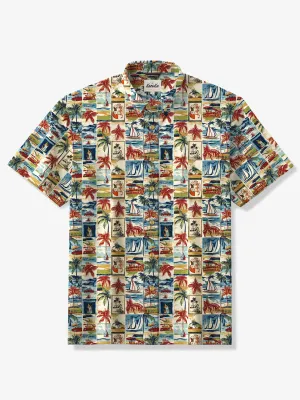 Vintage Island Postage Stamp Cotton Shirt